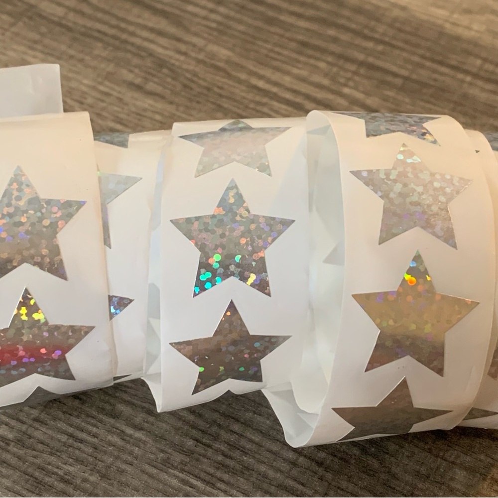 🍒🍒 Reflective Silver Stars Stickers - Picture 4 of 4